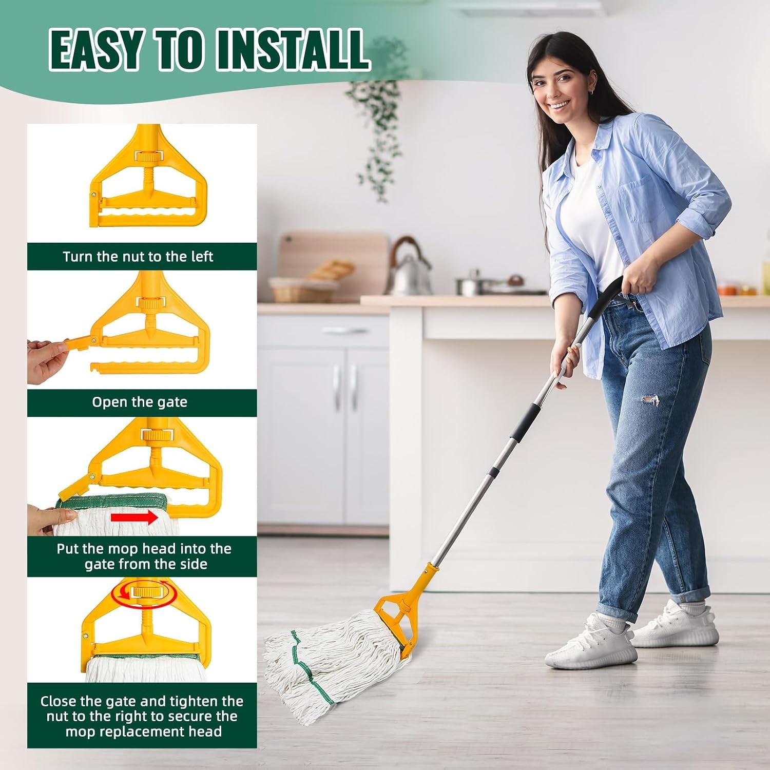 20oz Heavy Mop Replace Head, 3 Pack Commerical Replacement Mop，mop Head