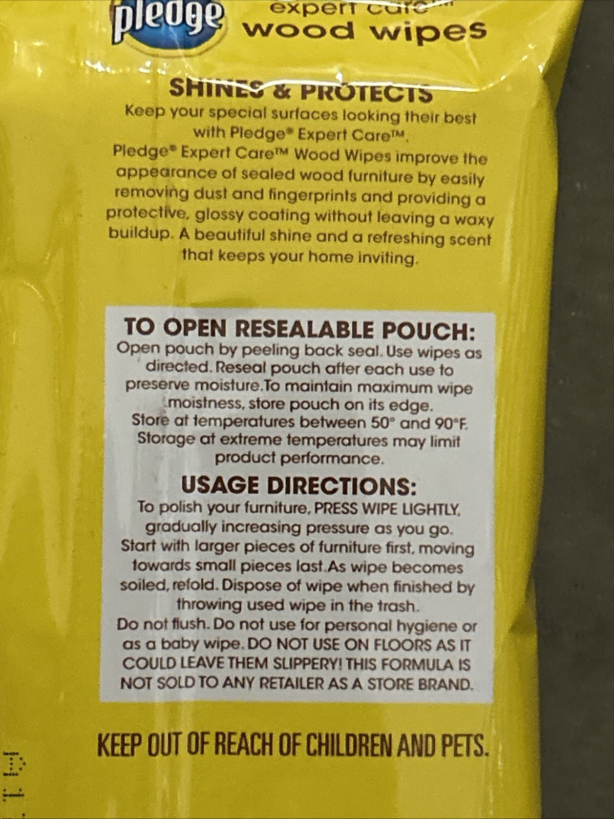 3 PACKS Pledge 72807 Lemon Scented Pre-Moistened Cloth Wipes 7″×10″ 24 count