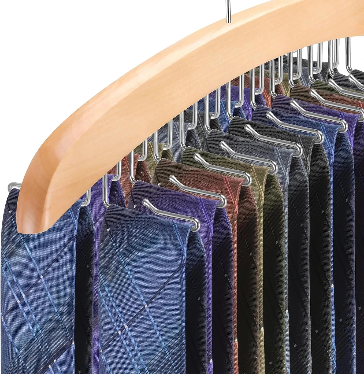 Tie Rack Hanger for Closet,360 Degree Rotating Tie Holder Organizer with 24 Fold