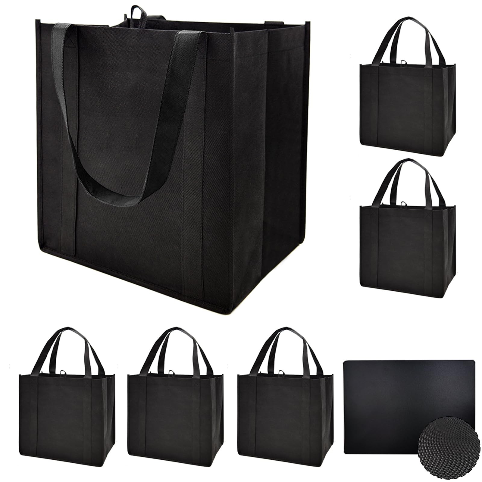 6 Pack Reusable Reinforced Handle Grocery Bags-Each with Thickened Bottom Boa…
