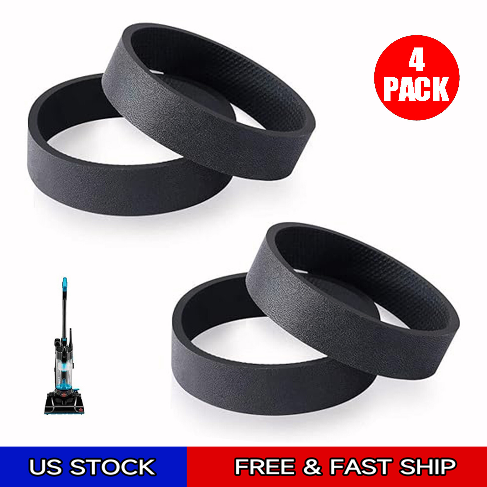 4Pack For Bissell PowerForce Compact 1520 EasyVac Lightweight Vacuum Belt