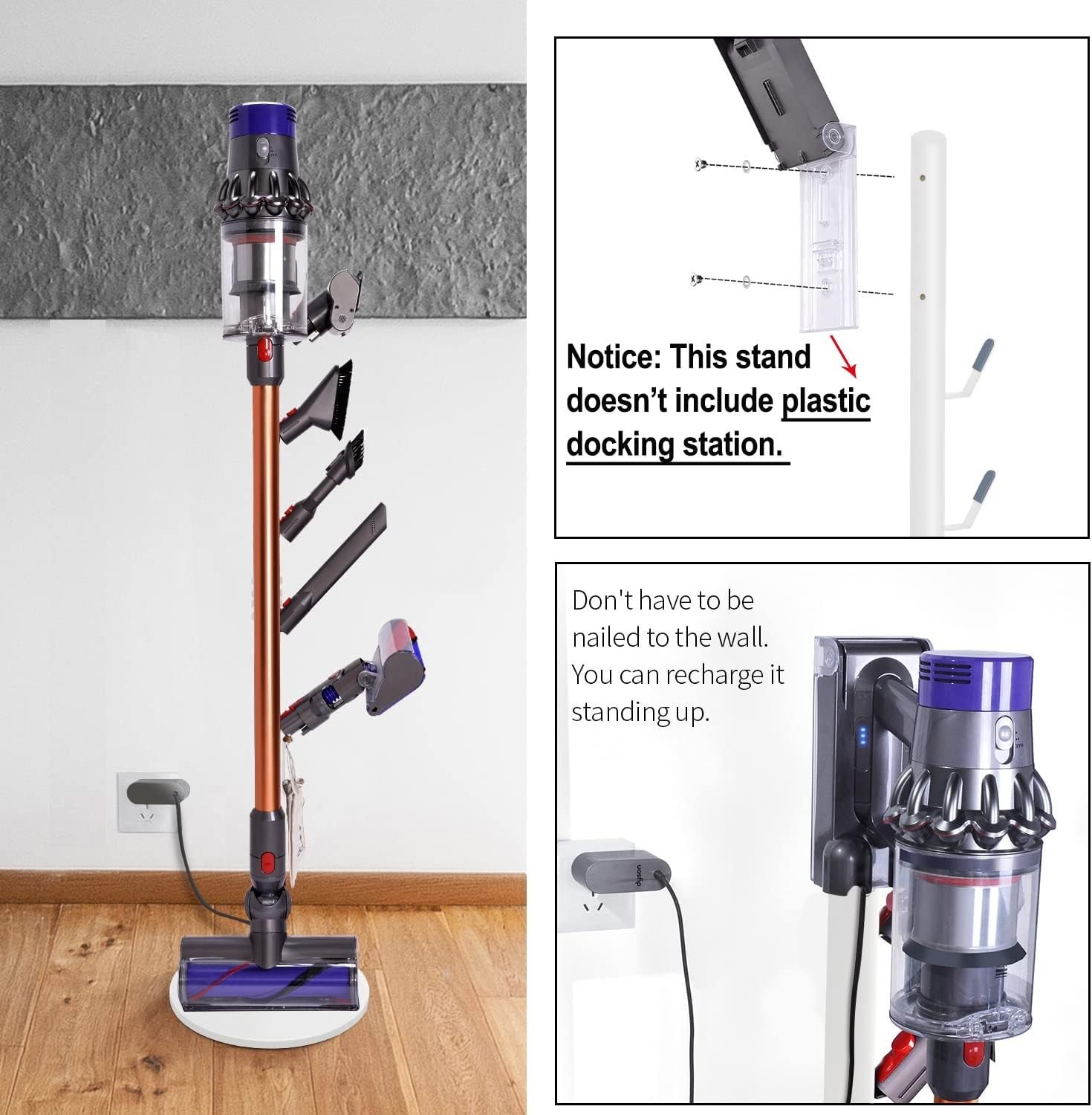 Universal Vacuum Cleaner Docking Station with 5 Hooks – Sturdy & Stylish White