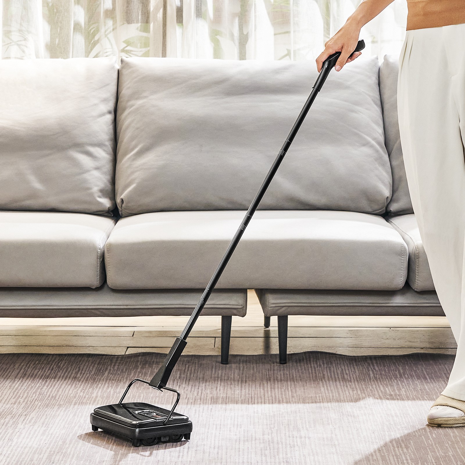 VEVOR Carpet Sweeper Floor Sweeper Manual 7.87 in Sweeping Paths Non Electric