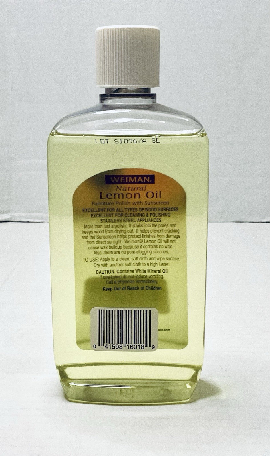 WEIMAN NATURAL LEMON OIL FURNITURE POLISH WITH SUNSCREEN 16 FL OZ