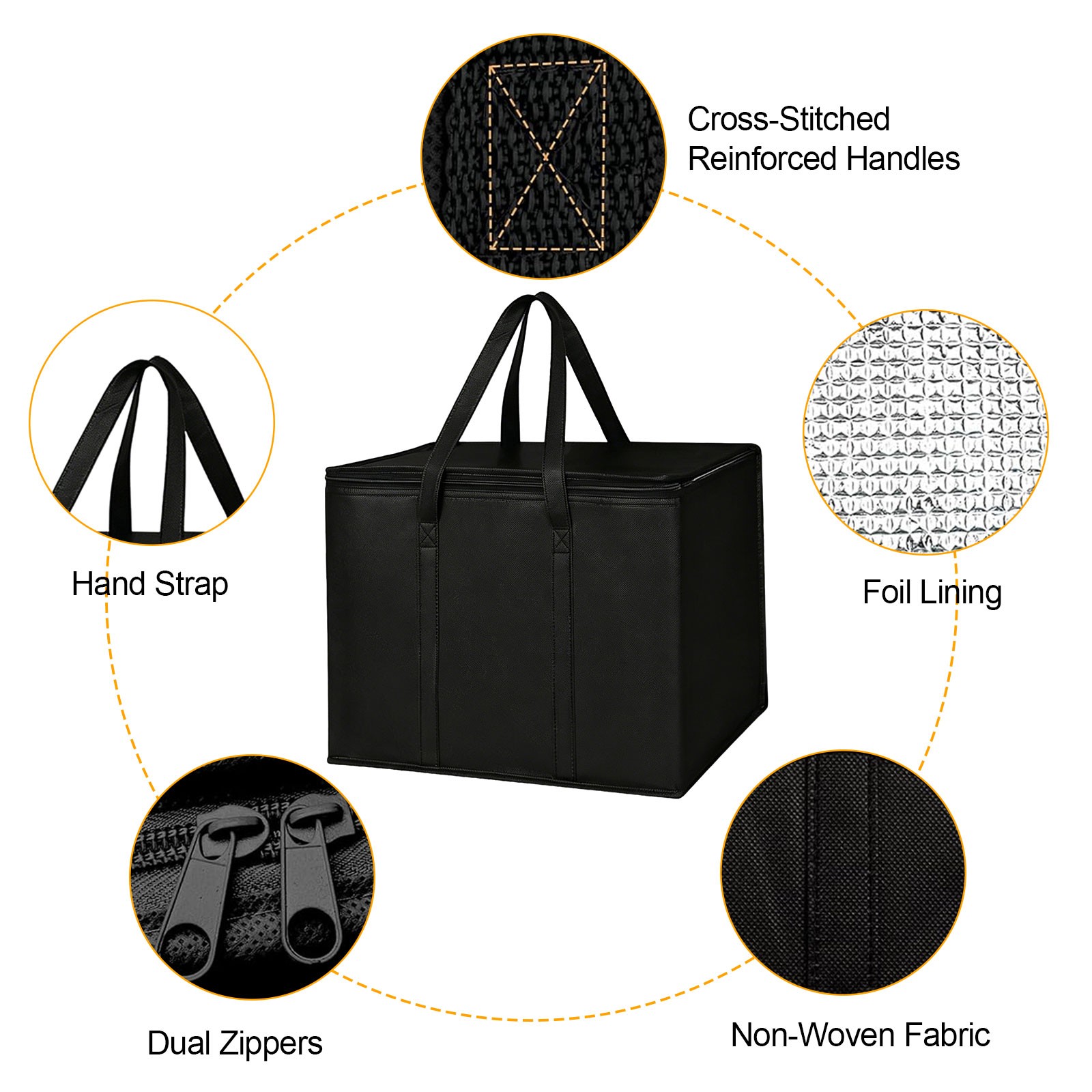 Extra Large Insulated Grocery Shopping Delivery Bag Foldable Cool Hot Food Tote