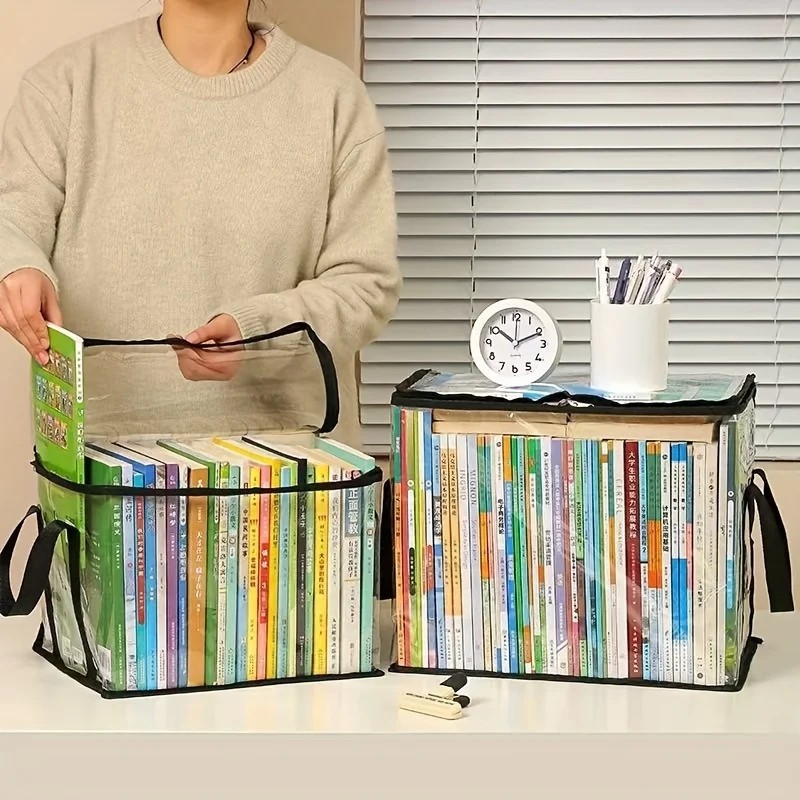 3-Pack Transparent Storage Boxes Foldable Plastic Organizer with Lid Large