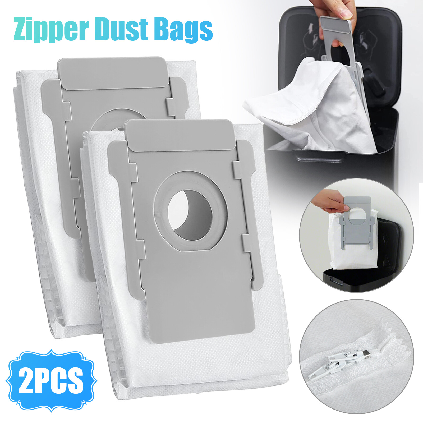 2 Pcs Reusable Zippered Dust Bags For iRobot Roomba i3 i4 i6 i7 j7 i8 s9 + Plus