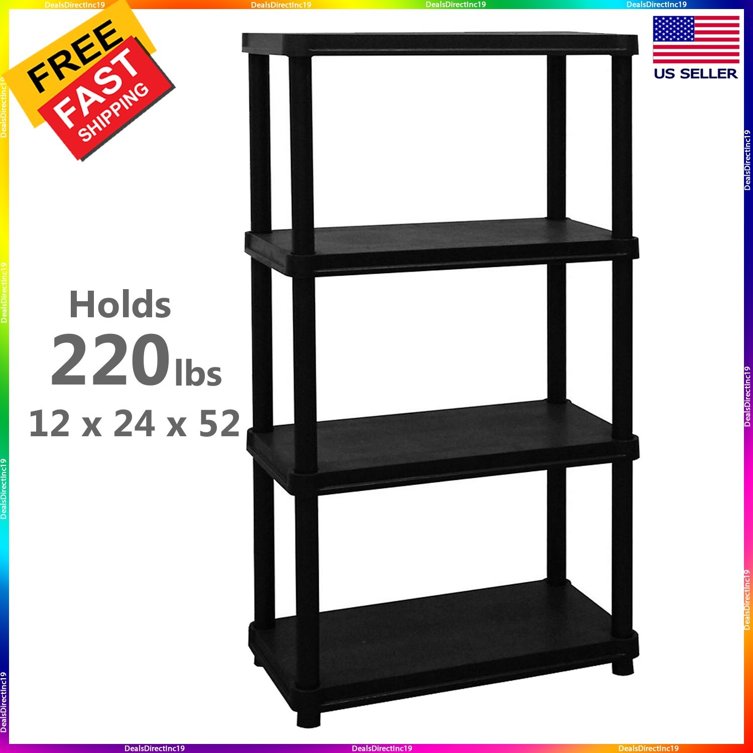 4 Tier Plastic Shelf Storage Rack Shelving Unit Garage Laundry Kitchen Shelves