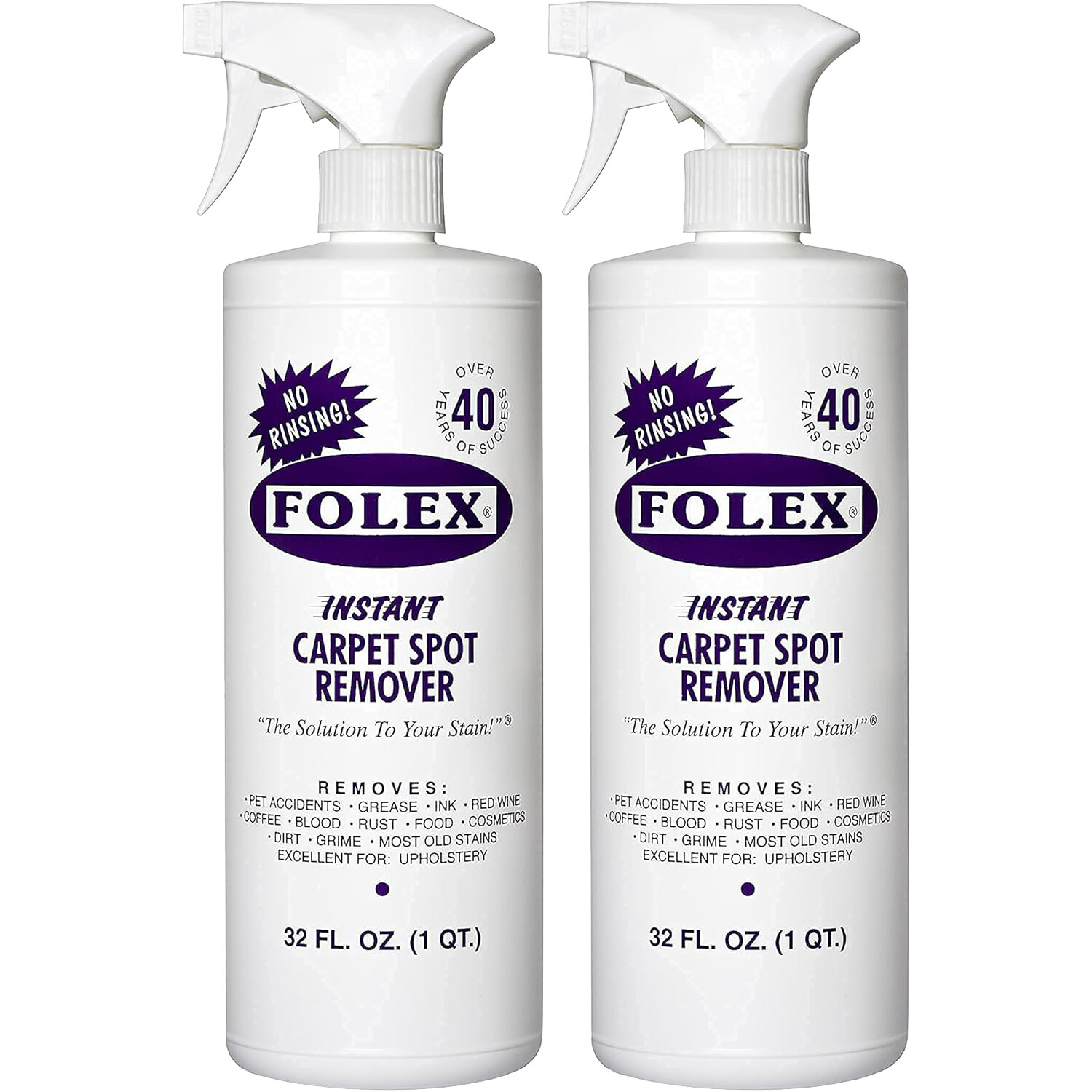 2 Pack Folex Instant Carpet Spot Remover – 32 oz – Removes Pet Accidents, Grease