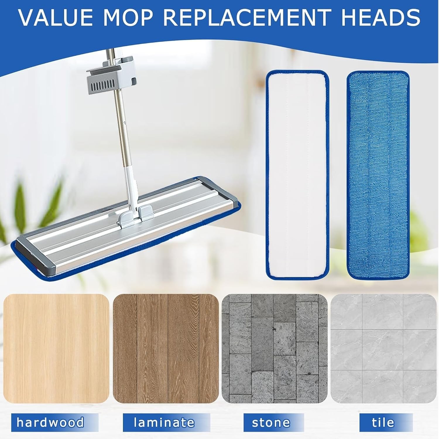 3 Pack Heavy Duty Microfiber Mop Pads for 17″-18″ Commercial Use