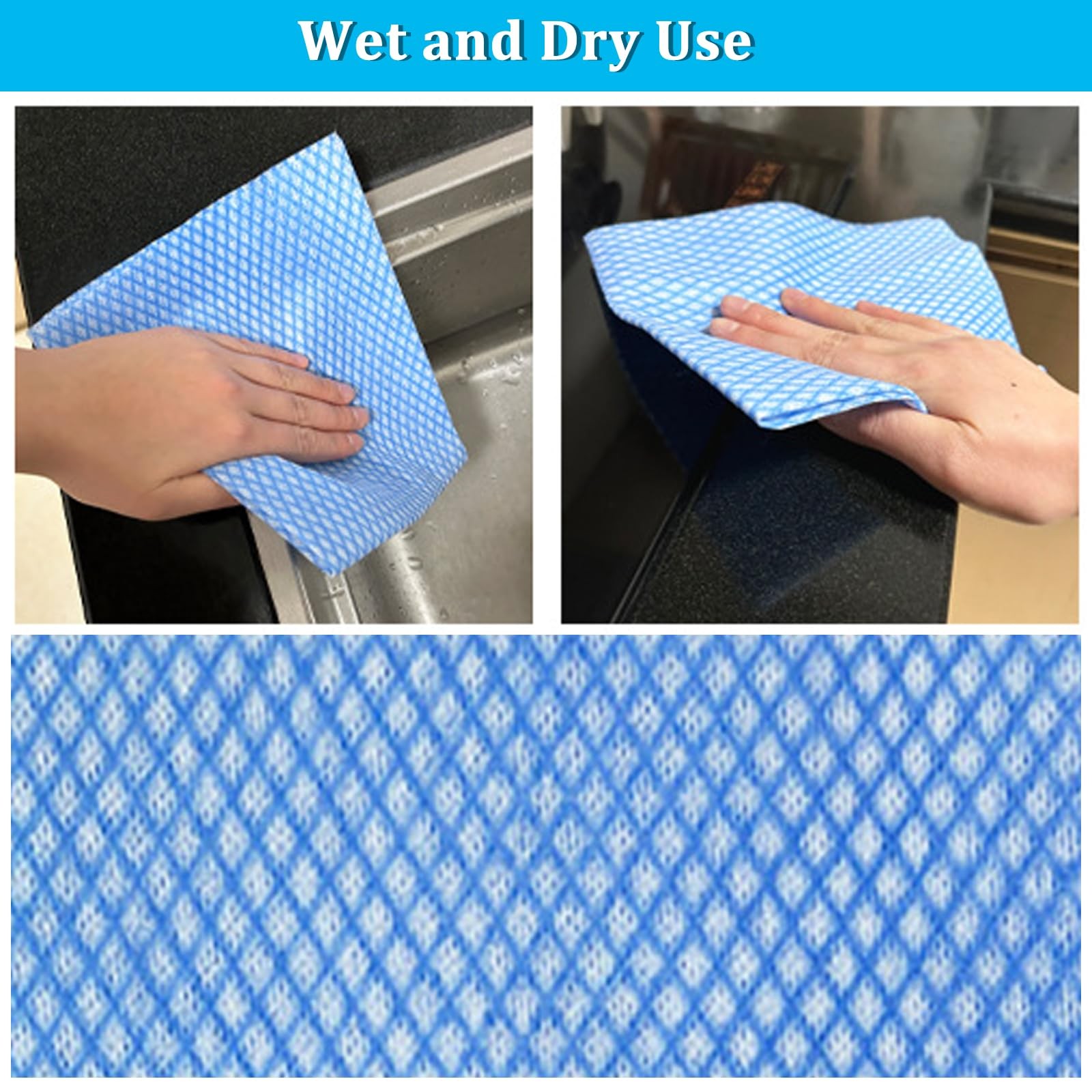 Reusable Cleaning Cloths 50 Pack, 13.8×15.8″ Disposable Dish Cloths and Clean…