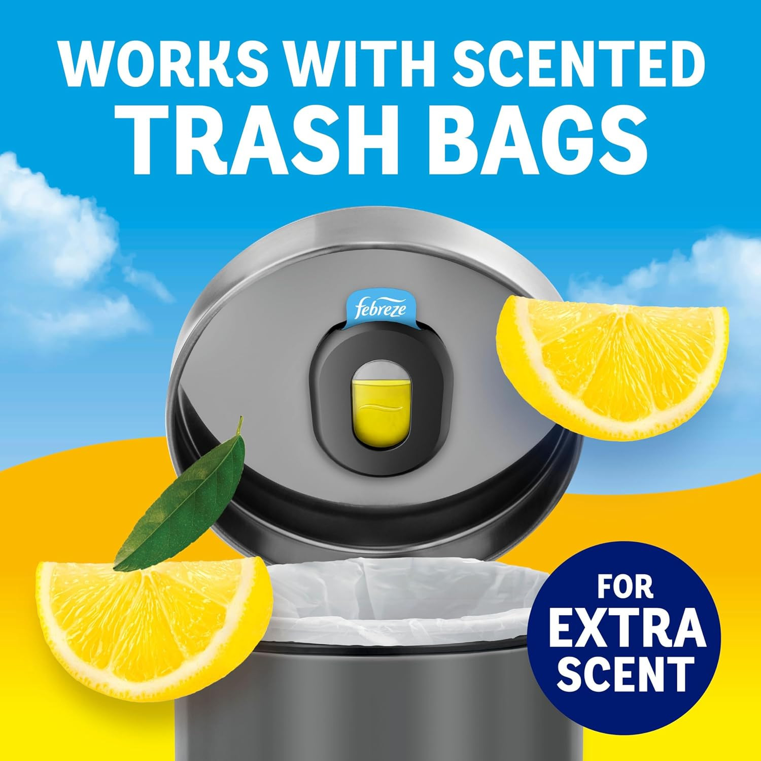 Febreze Trash Odor Fighter, Trash Can Air Freshener, Stick-On Deodorizer for Gar