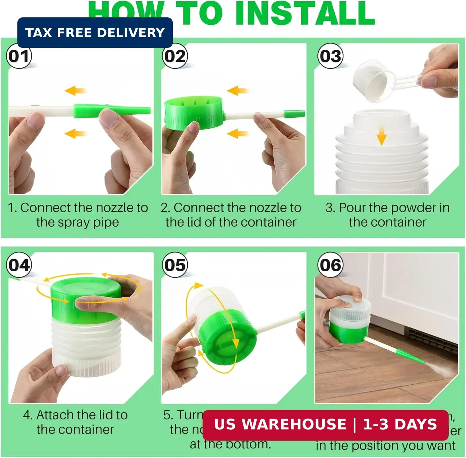 1 Pack Diatomaceous Earth Powder Duster 6in Nozzle Indoor Outdoor Sprayer Set