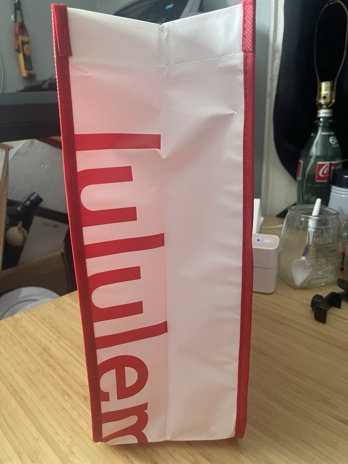 Lululemon Reusable Shopping Tote Bag Large Red With White Tote New
