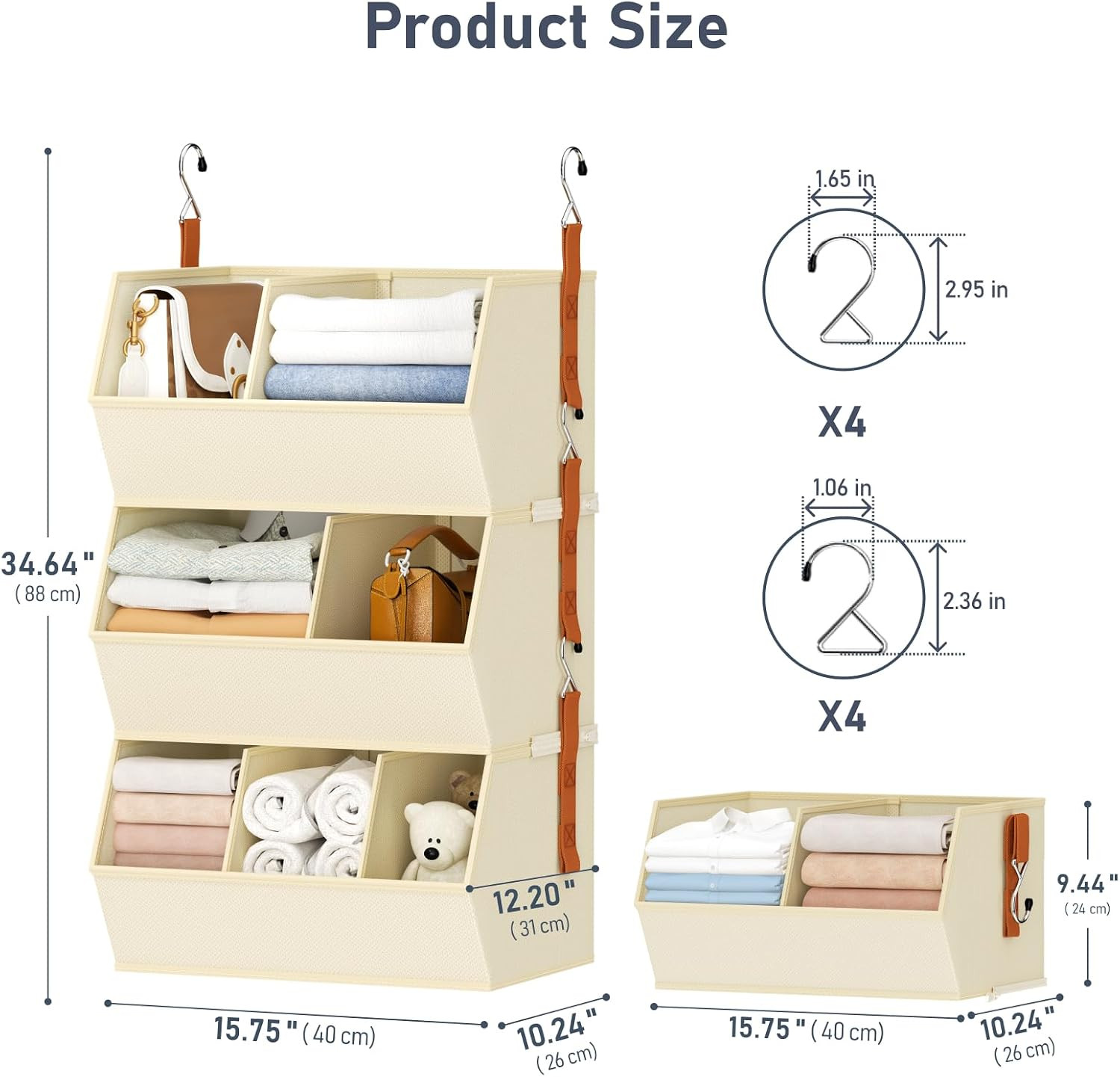 Hanging Closet Organizer Extra Large, Clothes Hanging Shelves for Closet with Di