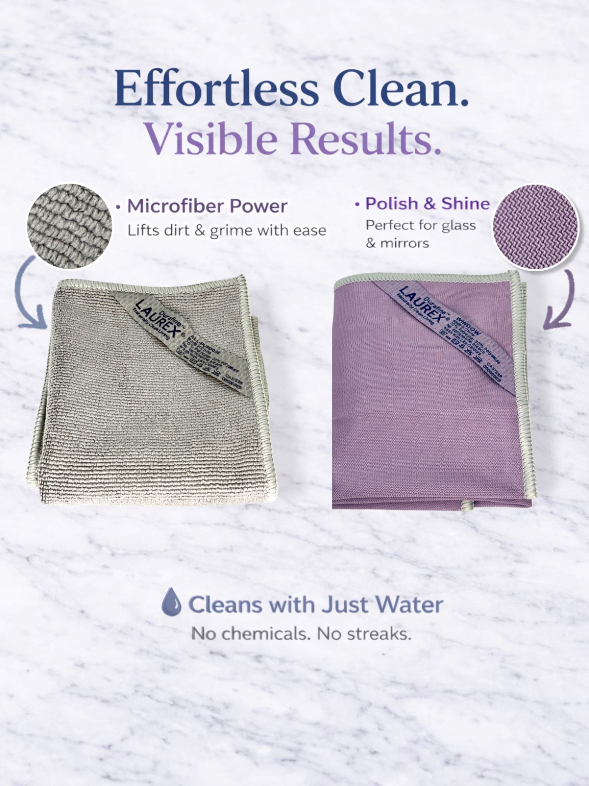 Microfiber Cleaning Cloths Set of 2 – Window, All Purpose – Scratch Free LAUREX