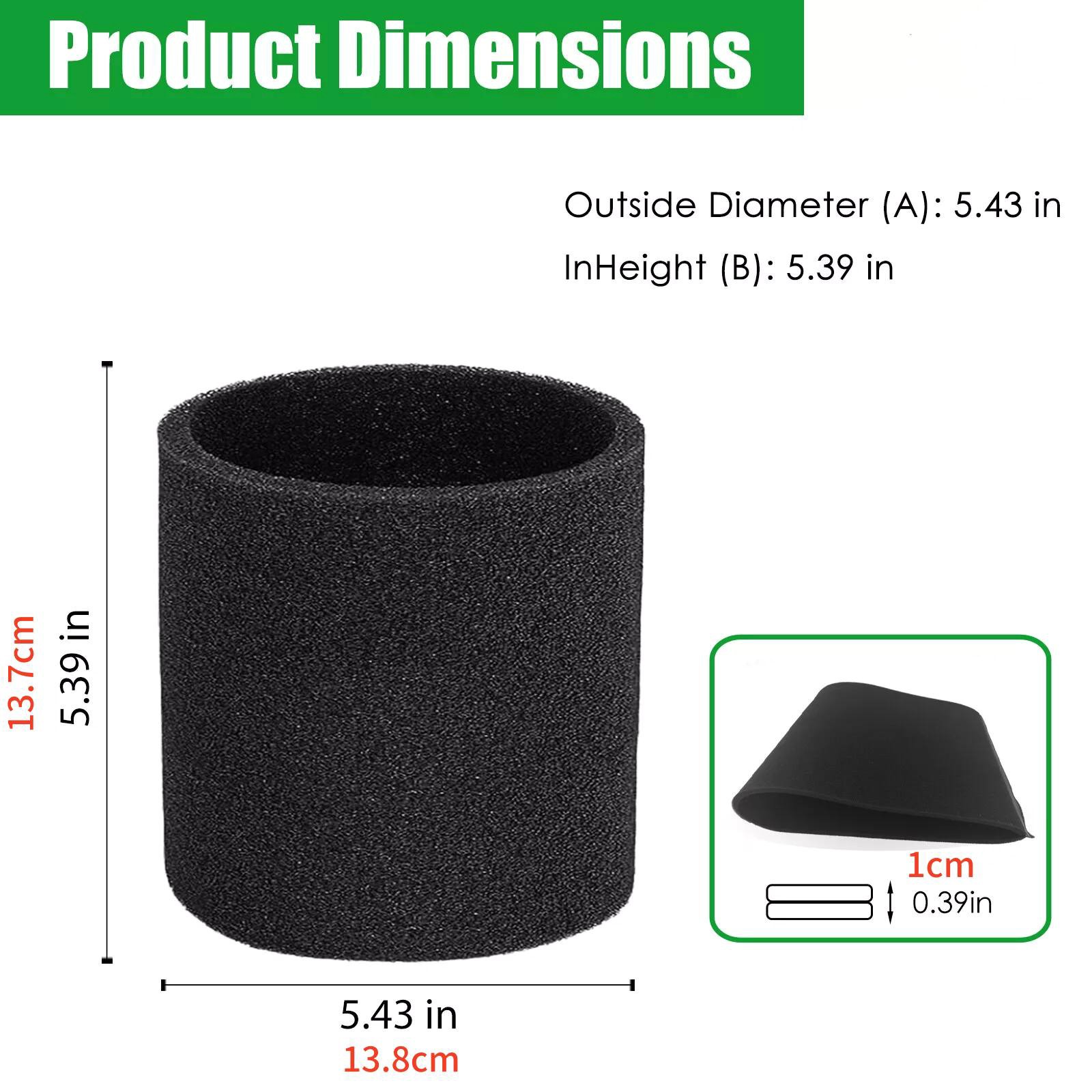 3* Foam Sleeve Replacement For Shop Vac Filter Cartridge For Type X 9035000
