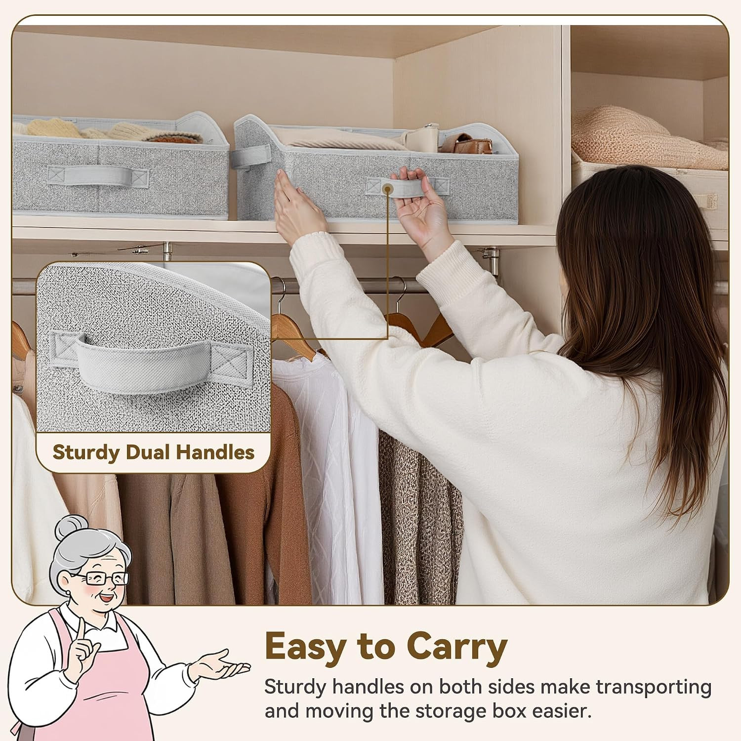 Trapezoid Closet Storage Bins, Medium, Gray, 3-Pack | Closet Organizer Bins for