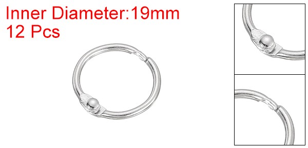 12pcs Shower Curtain Rings 0.75 Inch Loose Leaf Binder Rings Silver