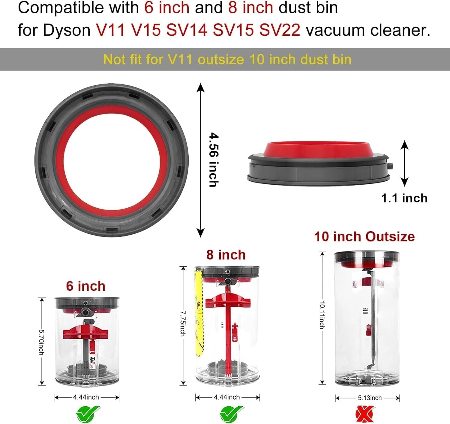 Dust Bin Top Fixed Sealing Ring For Dyson V11 SV14 SV15 Vacuum Cleaner Universal