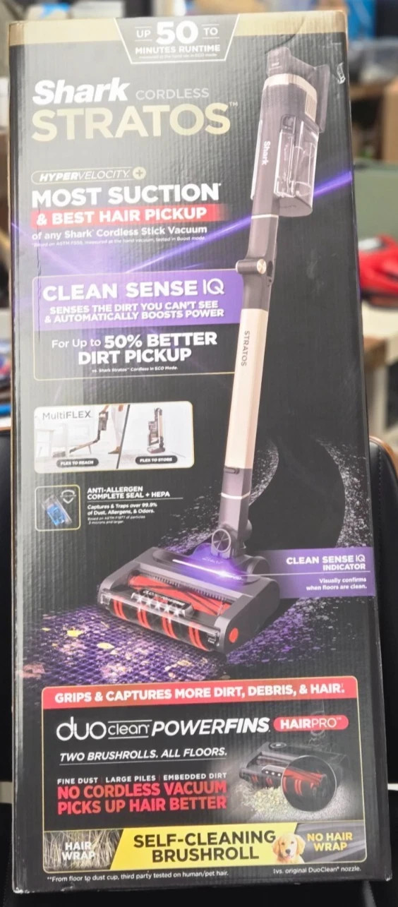 Shark Stratos IZ840H Cordless Stick Vacuum Clean Sense IQ DuoClean PowerFins