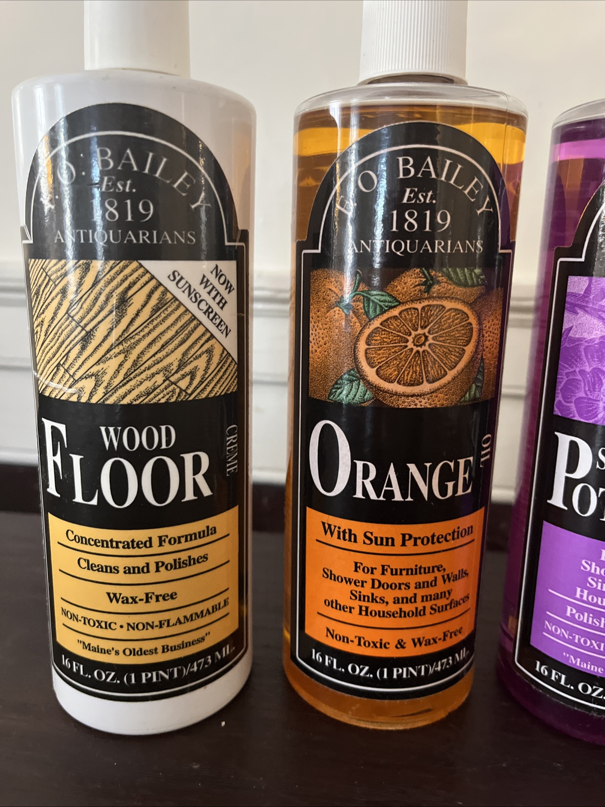 Vtg PARKER & F.O. BAILEY ORANGE OIL POLISH Furnitures Wood Kitchen Cabinet Scent