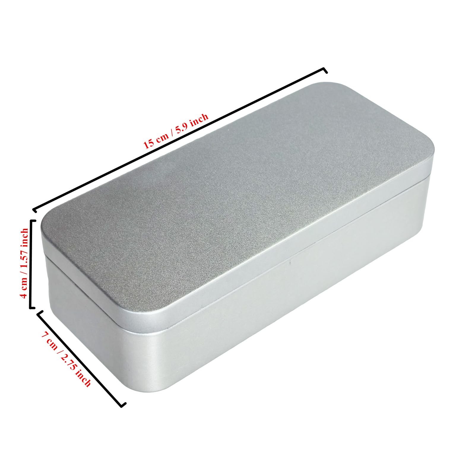 Rectangular Metal Empty Tins 7 PCS Set 5.9×2.75×1.57 inches Silver