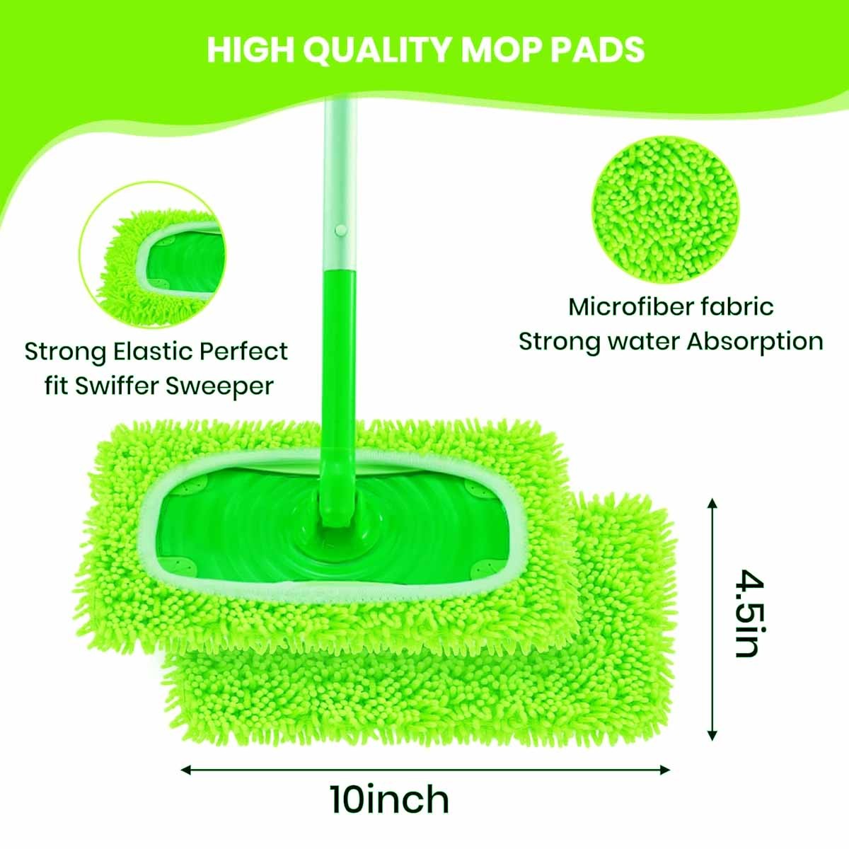 1-8 Pack Chenille Microfiber Mop Pads Reusable Machine Washable Floor Cleaning