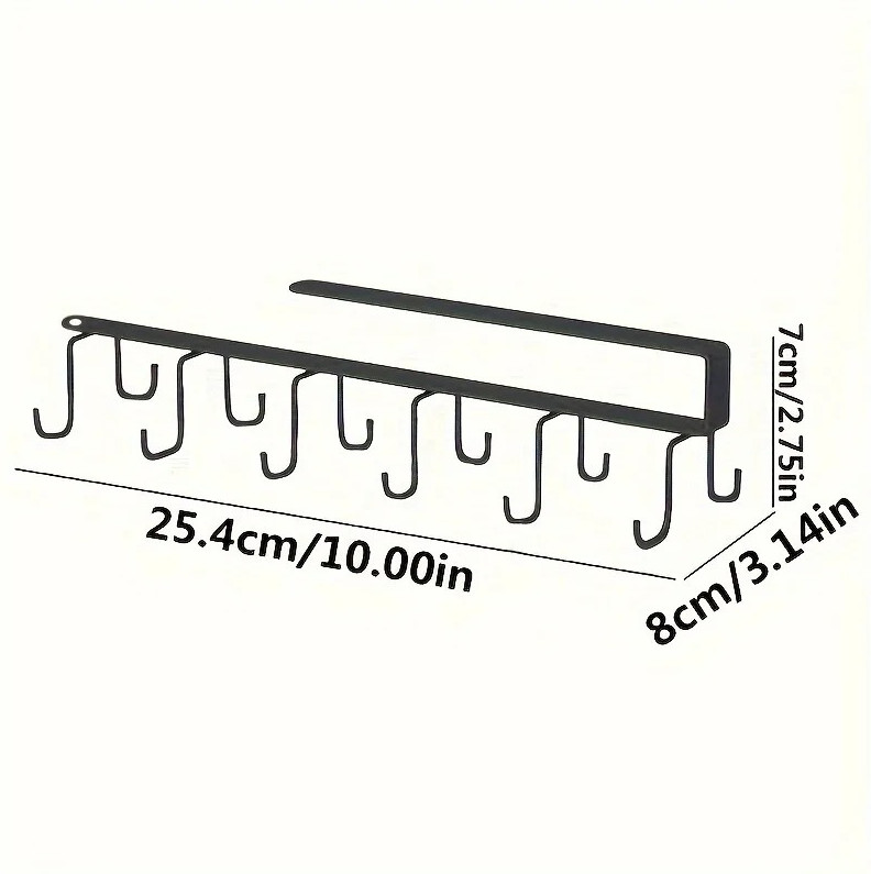 1 pc Double Row Wall Hook Rack No Drill Adhesive Kitchen Hanger