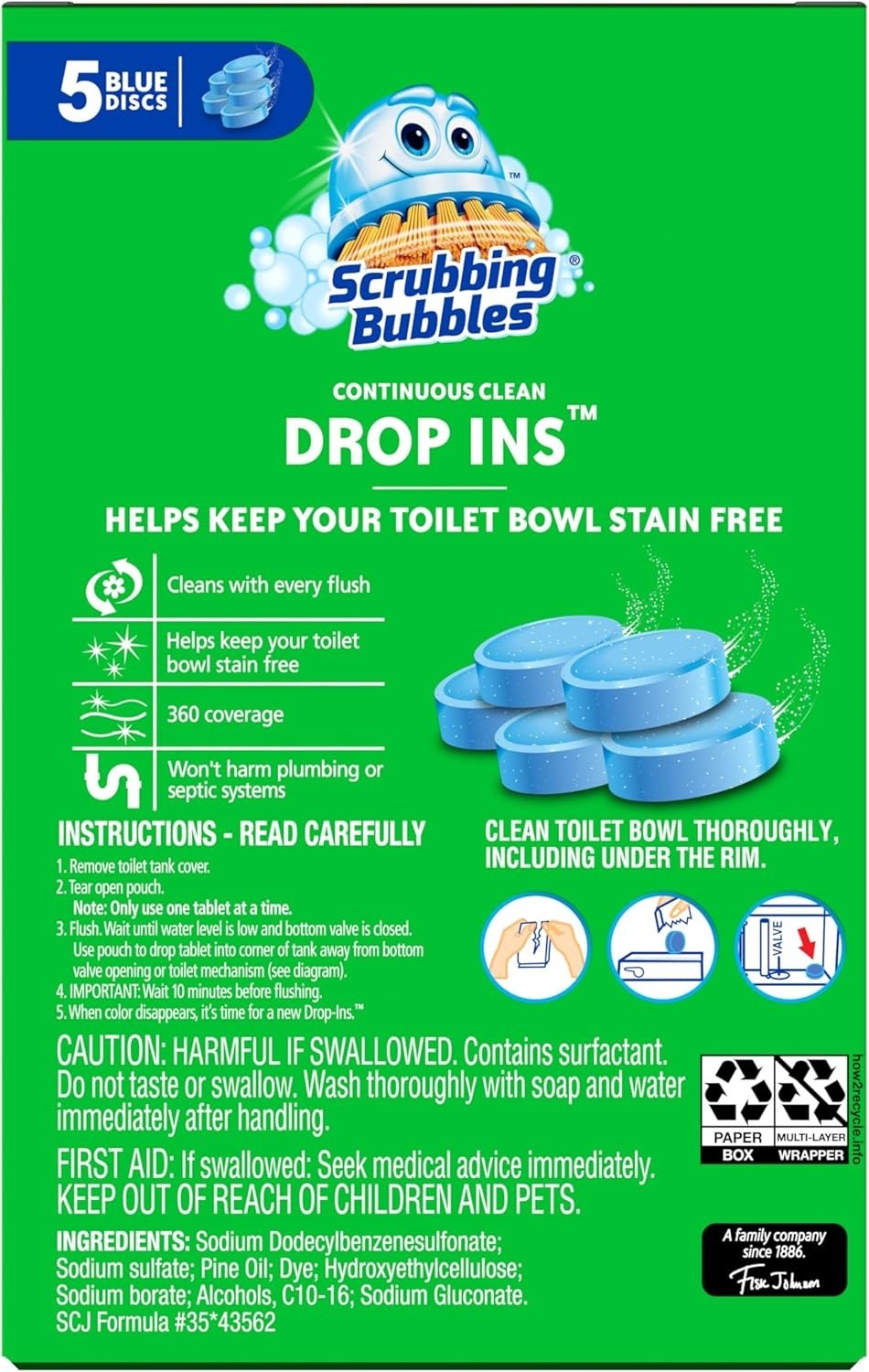 Scrubbing Bubbles Toilet Tablets, Continuous Clean Toilet Drop Ins 5 Count
