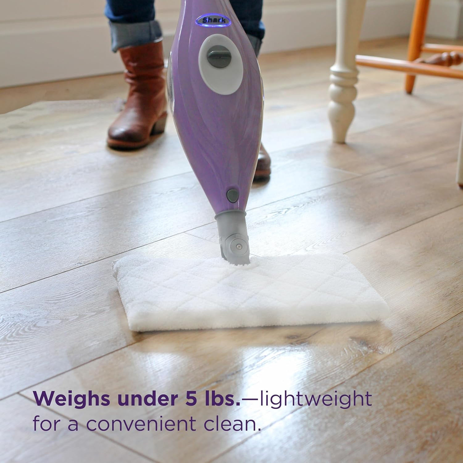 Shark Steam Pocket Mop with 2 Washable Double-Sided Pads, Purple, S3501 | Lightw