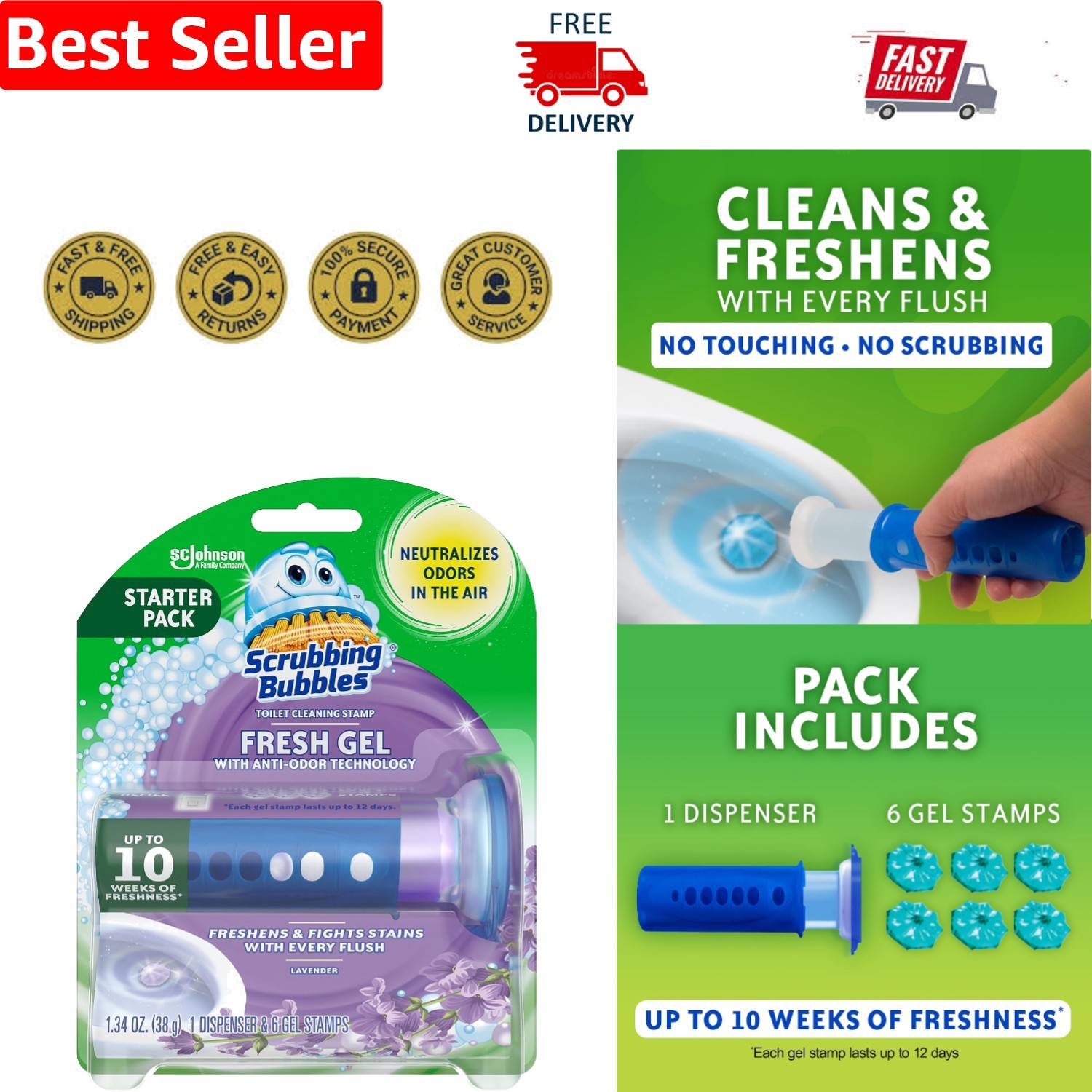 12-Day Freshness Guaranteed – Toilet Gel Stamps with Lavender Scent, Easy to Use