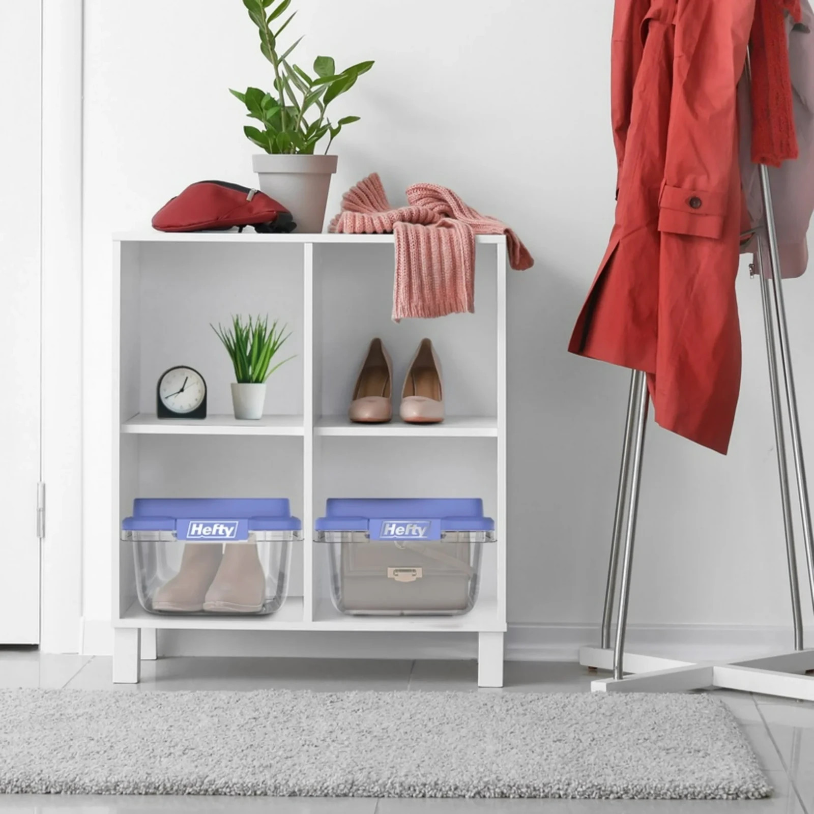 Hefty 18 Quart Clear Storage Bin With Blue Hi Rise Lid FREE SHIPPING