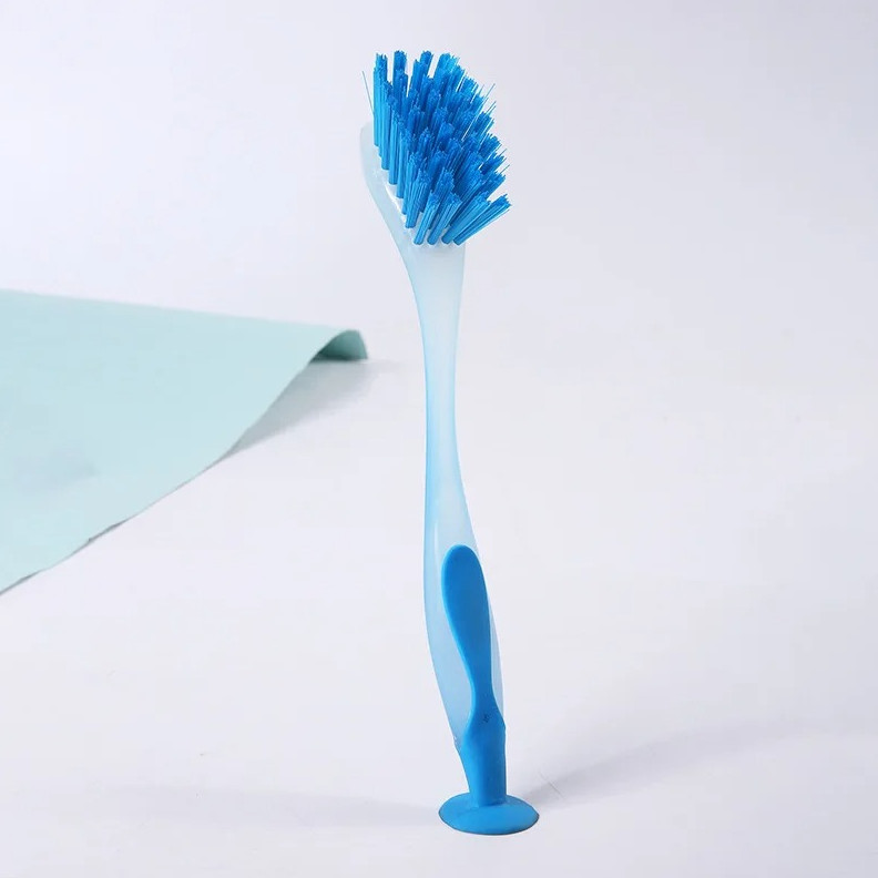 1 pc Vertical Suction Cup Pot Cleaning Brush Long Handle Kitchen Scrubber