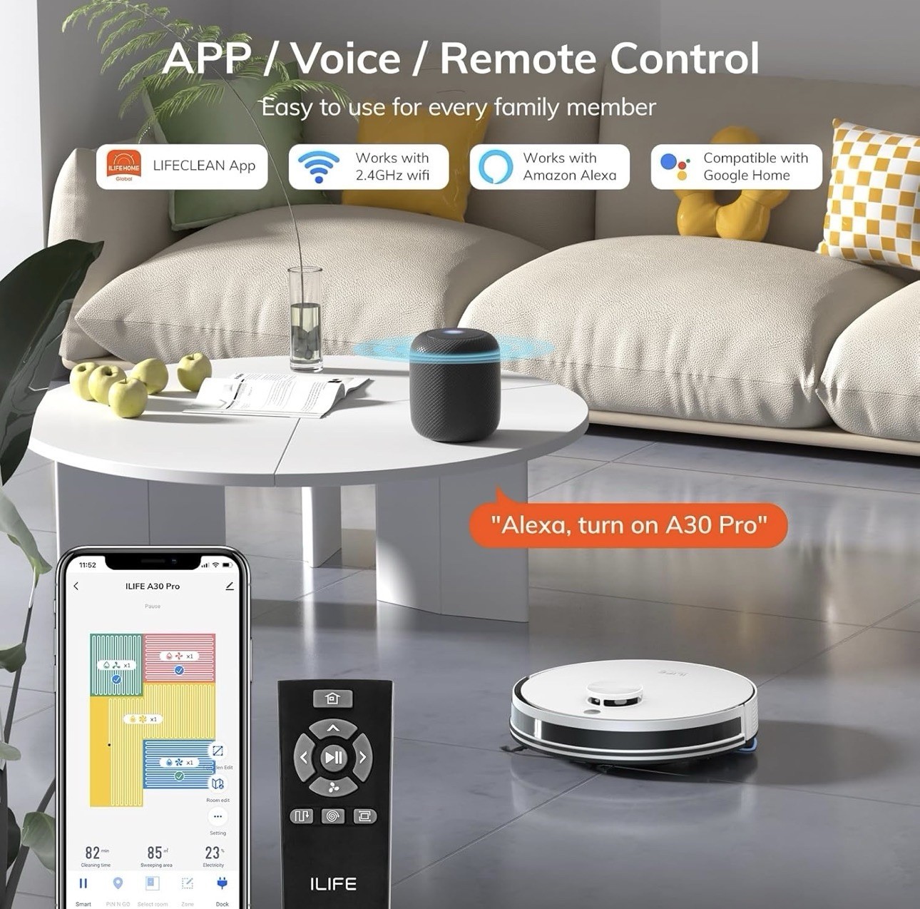 New ILIFE A30 Pro Robot Vacuum and Mop, Self Emptying Station for 60 Days