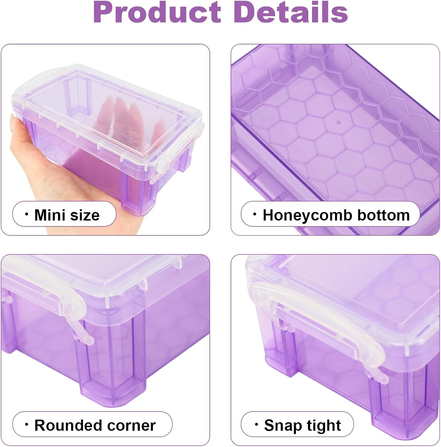 6 Pack Small Plastic Storage Boxes Mini Organizer Bins Stackable Totes with Lids
