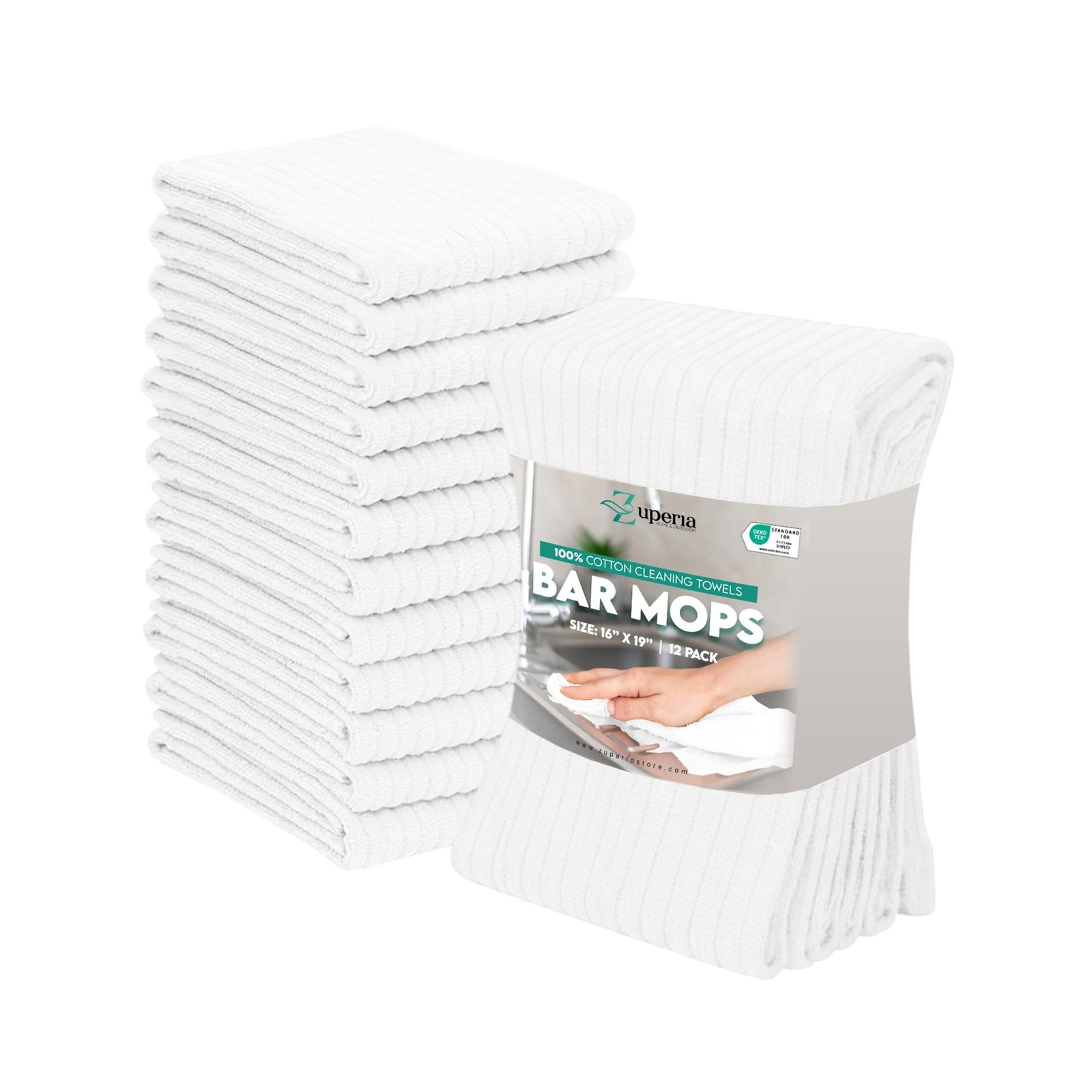 Bar Mop Kitchen Towels Pack Of 12 16″x19ย 100% Ring Spun Cotton Dish Washcloth