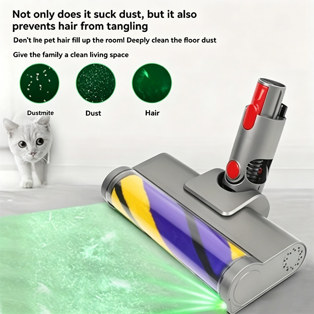 Upgraded Green Light LED light Soft Brush Head For Dyson V7 V8 V10 V11 V15
