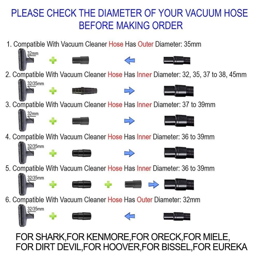 For Vacuum Hose Adapter Kit,Reducer Converter From 1 1/2 Inch To 1 1/4inch