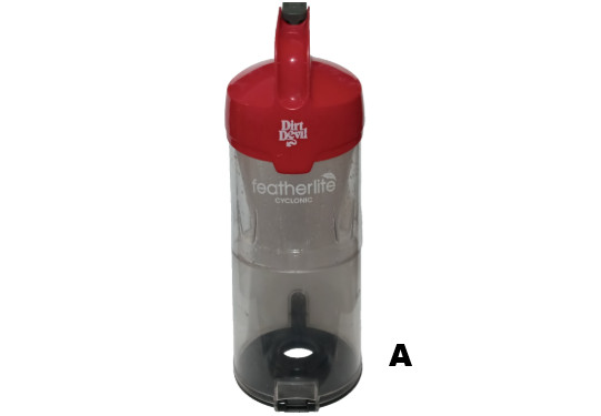 Parts, Dirt Devil UD70120 Featherlite Cyclonic Upright Vacuum, Dust Bin, Hose