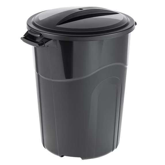 Hyper Tough 32 Gallon Wheeled Heavy Duty Plastic Garbage Can, Attached Lid, Blac