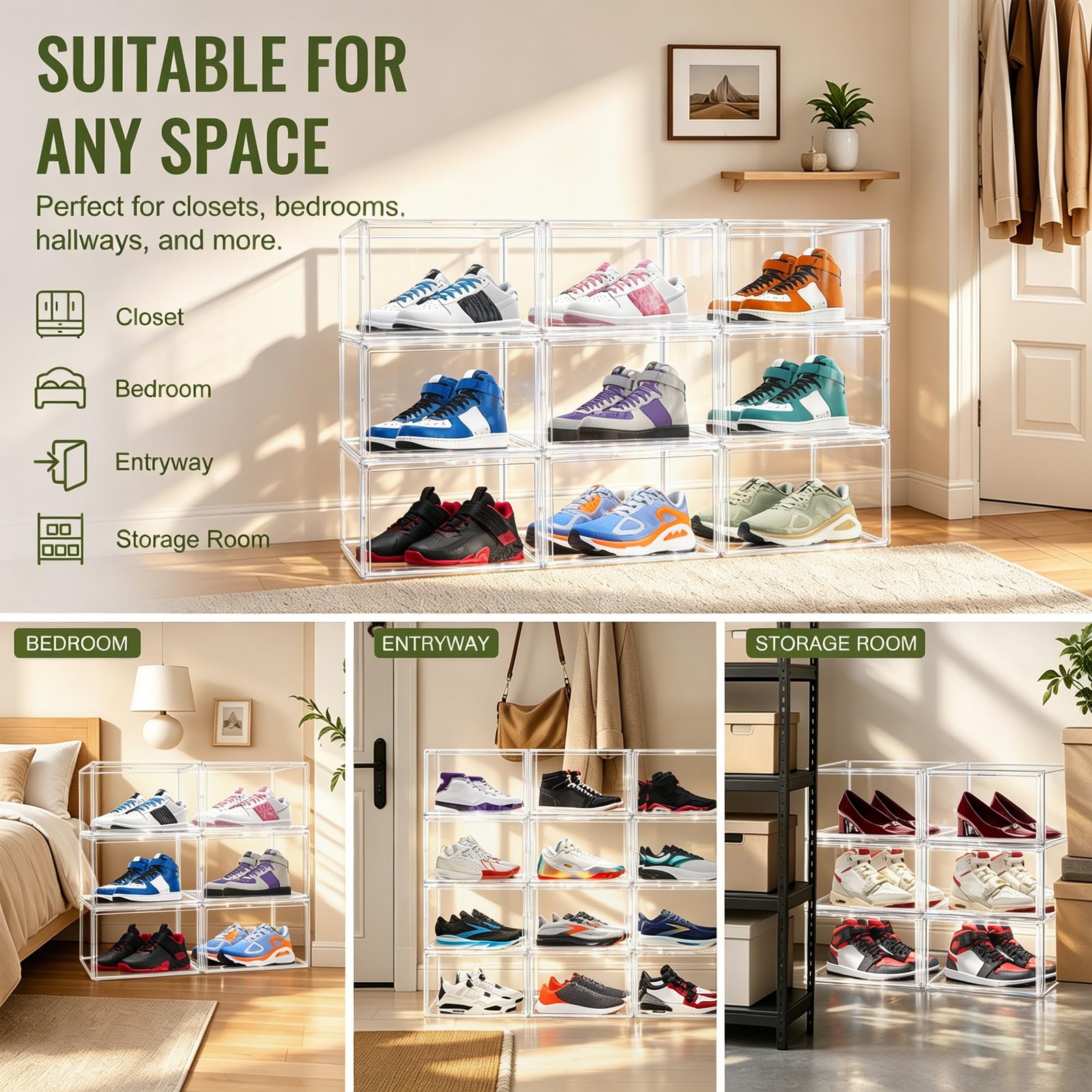 DAYOOH Clear Acrylic Shoe Box Size 14, Stackable Everyday Large,