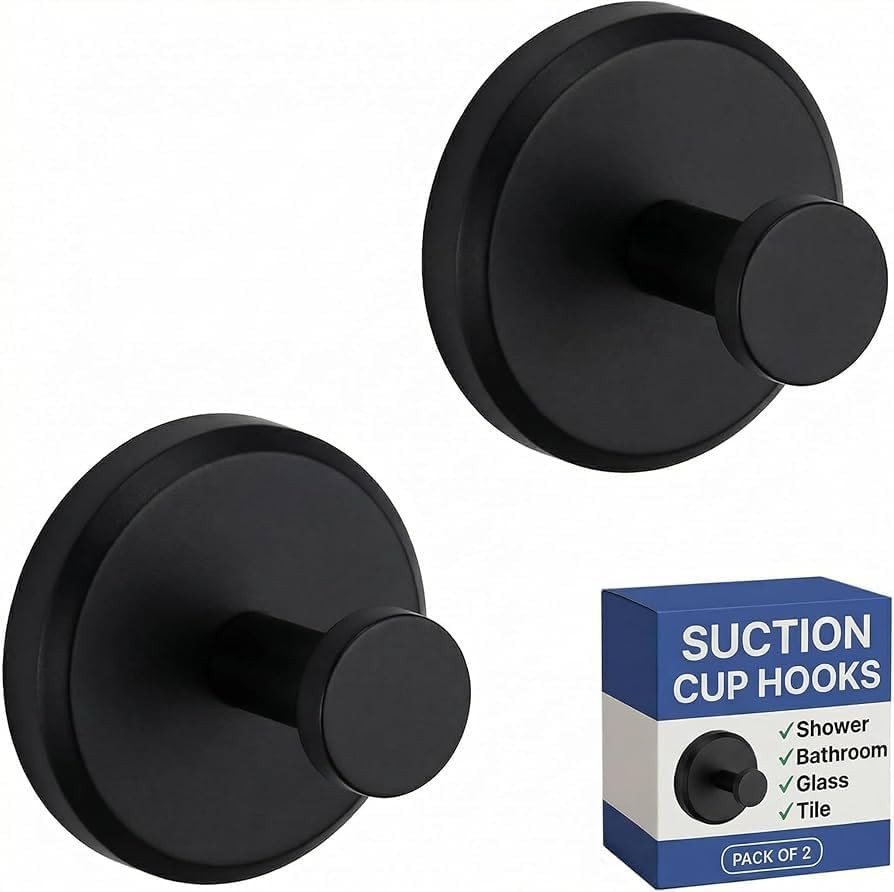 Suction Cup Hooks for Shower & Bathroom Towel Holder 2-Pack – Suction Cups Hooks