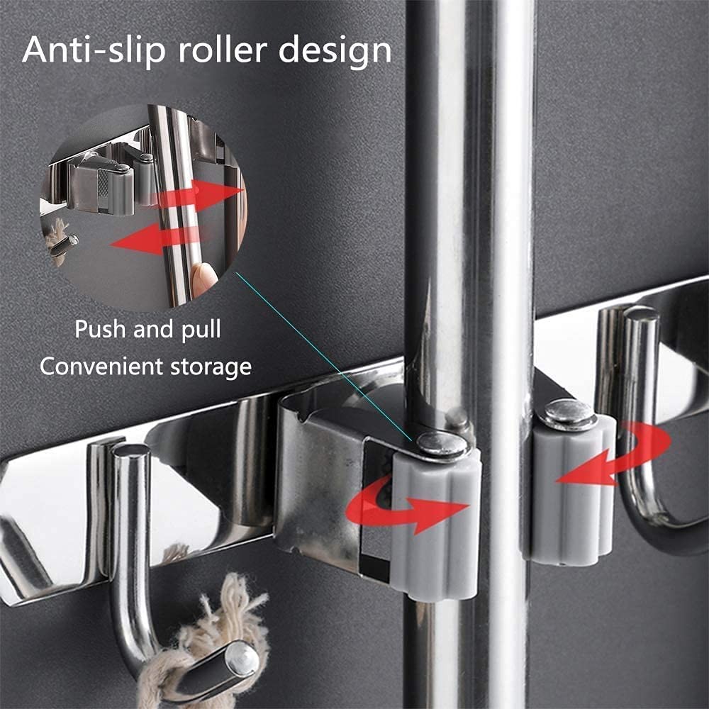 Broom Mop Holder Wall Mount Stainless Steel Tool Hanger Storage Organizer for.