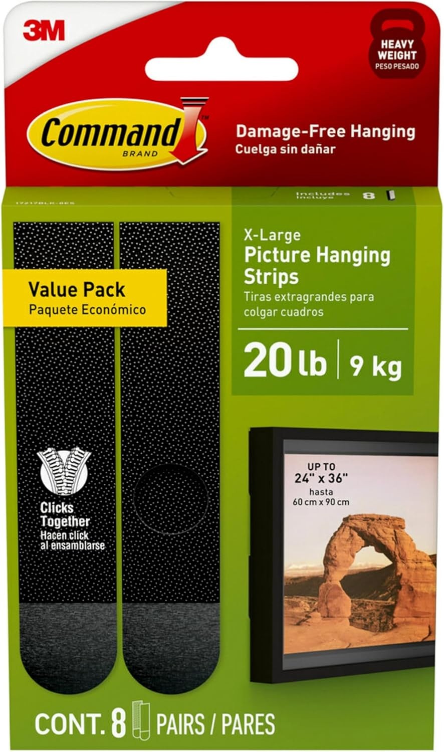Command 20 lb XL Heavyweight Picture Hanging Strips 8 Pairs (16 Command Strips),