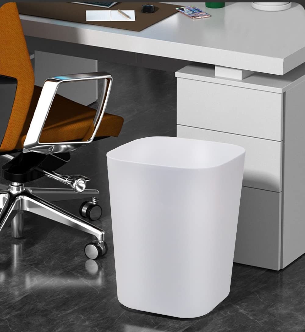 2 PCS 2 Gallon White Gray Small Square Bathroom Trash Can Wastebasket Garbage