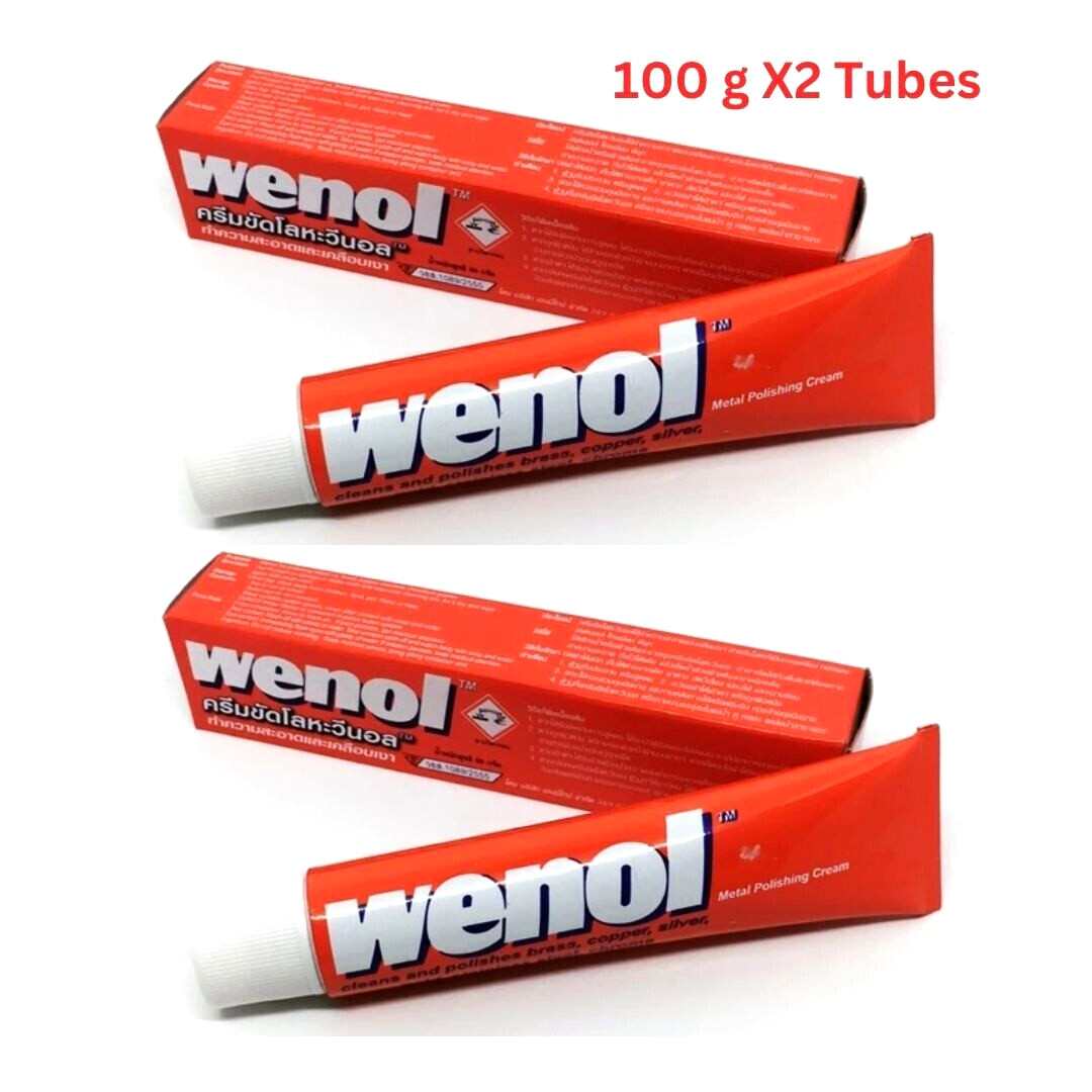 WENOL Metal Polishing Cream Brass Stainless Steel Aluminum Silver Gold 100 gx2