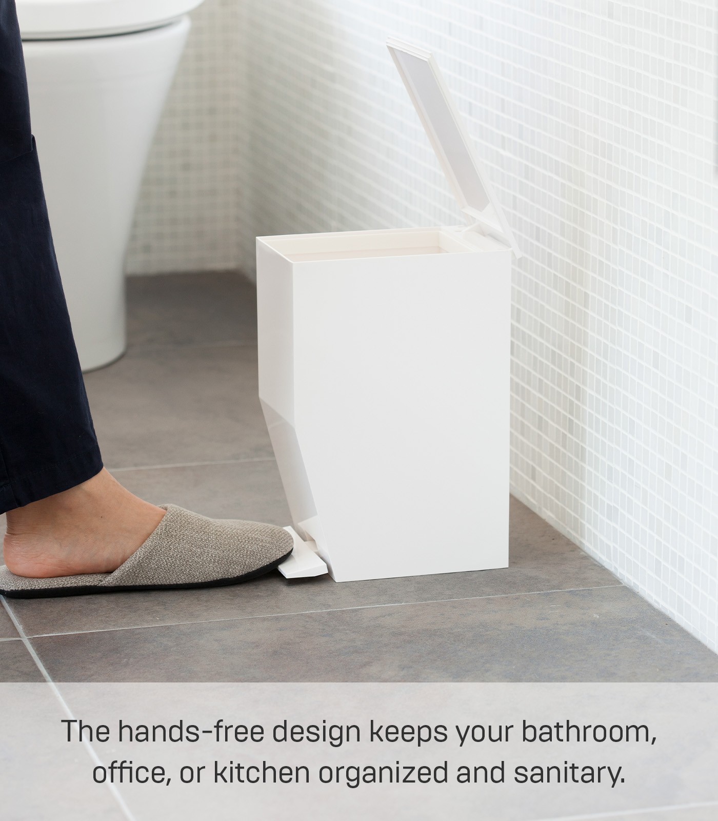 Yamazaki Home TOWER Step Trash Can – Small Space Waste Bin for Bathroom Kitchen