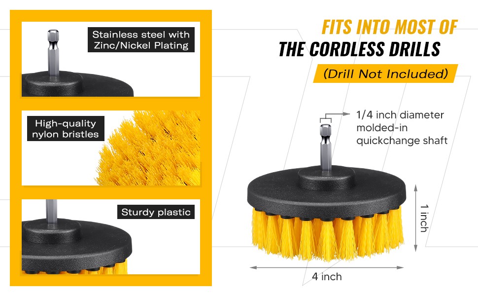 6 Pcs Drill Brush Attachment Power Scrubber Cleaning Kit Multi Purpose Drill