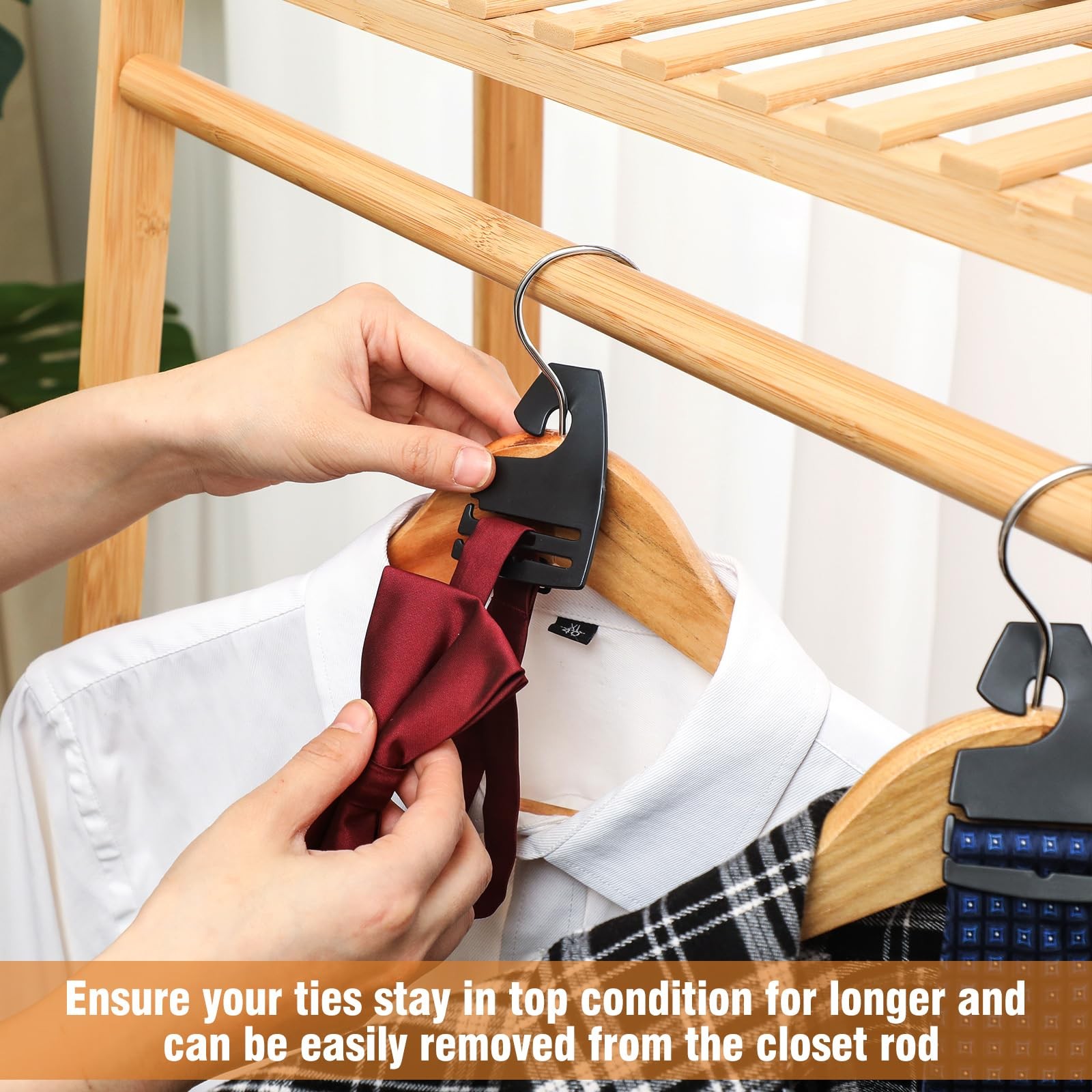 100 Pcs Tie Hangers, Plastic Neck Tie Holders for Display, Black Necktie Hook…